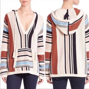 Cotton striped Bohemian hooded sweater